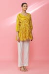 Buy_Naintara Bajaj_Yellow Cotton Bandhani Print Peplum Top_Online_at_Aza_Fashions