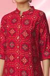 Naintara Bajaj_Red Modal Chanderi Bandhani Print Tab Sleeve Shirt_at_Aza_Fashions