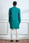 Shop_TAJIRI_Green Cotton Tussar Hand Embroidered Lotus Emerald Layered Kurta And Pyjama Set _at_Aza_Fashions