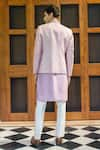 Shop_TAJIRI_Pink Blazer- Linen Embroidered Jaal Valour With Kurta Set _at_Aza_Fashions