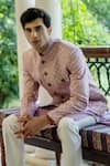 TAJIRI_Pink Blazer- Linen Embroidered Jaal Valour With Kurta Set _at_Aza_Fashions