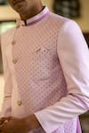 Buy_TAJIRI_Pink Linen Printed Luxe Bandhgala _Online_at_Aza_Fashions