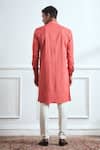 Shop_TAJIRI_Pink Cotton Tussar Textured Pintucked Dora Yoke Kurta Set_at_Aza_Fashions