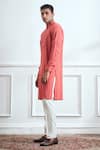 Buy_TAJIRI_Pink Cotton Tussar Textured Pintucked Dora Yoke Kurta Set_Online_at_Aza_Fashions