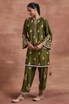Buy_Sue Mue_Green Handwoven Monga Silk Embroidered Aradhna Kurta And Salwar Set _at_Aza_Fashions