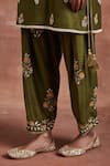 Buy_Sue Mue_Green Handwoven Monga Silk Embroidered Aradhna Kurta And Salwar Set _Online_at_Aza_Fashions