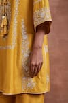 Buy_Sue Mue_Yellow Handwoven Chanderi Silk Aarashi Kurta And Salwar Set _Online_at_Aza_Fashions
