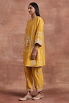 Sue Mue_Yellow Handwoven Chanderi Silk Aarashi Kurta And Salwar Set _at_Aza_Fashions