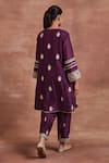 Shop_Sue Mue_Purple Handwoven Chanderi Silk Embroidered Floral Vaneet Kurta And Salwar Set _at_Aza_Fashions