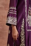 Sue Mue_Purple Handwoven Chanderi Silk Embroidered Floral Vaneet Kurta And Salwar Set _Online_at_Aza_Fashions