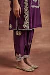 Buy_Sue Mue_Purple Handwoven Chanderi Silk Embroidered Floral Vaneet Kurta And Salwar Set _Online_at_Aza_Fashions