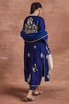 Shop_Sue Mue_Blue Handwoven Monga Tussar Silk Embroidered Hiral Anarkali Set _at_Aza_Fashions