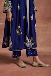 Buy_Sue Mue_Blue Handwoven Monga Tussar Silk Embroidered Hiral Anarkali Set _Online_at_Aza_Fashions