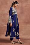 Shop_Sue Mue_Blue Handwoven Monga Tussar Silk Embroidered Hiral Anarkali Set _Online_at_Aza_Fashions
