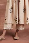Buy_Sue Mue_Beige Handwoven Monga Tussar Silk Embroidered Aayu Anarkali Set _Online_at_Aza_Fashions