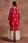 Shop_Sue Mue_Red Handwoven Chanderi Silk Embroidered Thread Round Dipal Kurta And Palazzo Set _at_Aza_Fashions