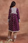 Shop_Sue Mue_Purple Handwoven Monga Silk Embroidered Dori Notched Lahar Gathered Kurta Set _at_Aza_Fashions