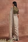 Shop_Sue Mue_Gold Handwoven Cotton Tissue Kakoli Mughal Saree With Blouse _at_Aza_Fashions