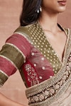Sue Mue_Gold Handwoven Cotton Tissue Kakoli Mughal Saree With Blouse _Online_at_Aza_Fashions