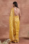 Shop_Sue Mue_Yellow Silk Tissue Embroidery Indira Floral Stripe Saree With Blouse _at_Aza_Fashions