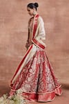 Shop_Sue Mue_Red Tissue Silk Woven Aari Deep V Aaloka Floral Brocade Lehenga Set _Online_at_Aza_Fashions