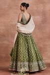 Shop_Sue Mue_Green Tissue Silk Woven Dharini Pearl Embroidered Bridal Lehenga Set For Women_at_Aza_Fashions
