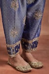 Shop_Sue Mue_Blue Tissue Silk Embroidery Zardozi V Neck Neila Panelled Kurta Set _Online_at_Aza_Fashions