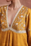 Sue Mue_Yellow Handwoven Raw Silk Embroidery Thread Archisha Floral Jaal Anarkali Set _Online_at_Aza_Fashions