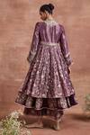 Shop_Sue Mue_Purple Tissue Silk Embroidery Thread Mandarin Collar Mayra Layered Anarkali Set _at_Aza_Fashions