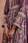 Sue Mue_Purple Tissue Silk Embroidery Thread Mandarin Collar Mayra Layered Anarkali Set _Online_at_Aza_Fashions