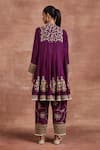 Shop_Sue Mue_Purple Handwoven Moonga Tussar Embroidery Thread V Neck Aarya Dori Anarkali Set _at_Aza_Fashions