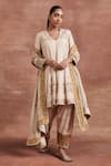 Buy_Sue Mue_Beige Handwoven Moonga Tussar Embroidery Gitashri Dori Work Anarkali Salwar Set _at_Aza_Fashions