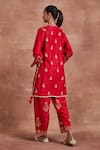 Shop_Sue Mue_Red Handwoven Moonga Silk Embroidery Floral Aarti Kurta And Salwar Set _at_Aza_Fashions