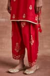 Sue Mue_Red Handwoven Moonga Silk Embroidery Floral Aarti Kurta And Salwar Set _Online_at_Aza_Fashions