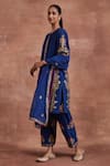 Sue Mue_Blue Chanderi Silk And Embroidered Malay Pintucked Kurta Set _at_Aza_Fashions