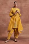 Buy_Sue Mue_Yellow Chanderi Silk And Embroidered Naksh & Kurta Set _at_Aza_Fashions