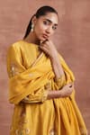 Sue Mue_Yellow Chanderi Silk And Embroidered Naksh & Kurta Set _Online_at_Aza_Fashions