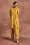 Buy_Sue Mue_Yellow Chanderi Silk And Embroidered Naksh & Kurta Set _Online_at_Aza_Fashions