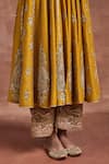 Sue Mue_Yellow Moonga Silk And Roop Zari Anarkali Palazzo Set _at_Aza_Fashions