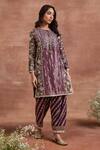 Sue Mue_Purple Tissue Silk And Barhi Applique Kurta Salwar Set _Online_at_Aza_Fashions