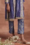 Buy_Sue Mue_Blue Tissue Silk And Embroidered Neela Aari Kurta & Pant Set _Online_at_Aza_Fashions