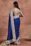 Shop_Sue Mue_Blue Raw Silk And Embroidered Saanvi Dori Saree & Blouse Set _at_Aza_Fashions