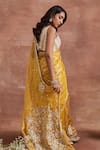 Shop_Sue Mue_Yellow Tissue Silk And Yahvi Aari Saree & Blouse Set _at_Aza_Fashions