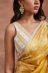 Buy_Sue Mue_Yellow Tissue Silk And Yahvi Aari Saree & Blouse Set _Online_at_Aza_Fashions