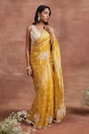 Sue Mue_Yellow Tissue Silk And Yahvi Aari Saree & Blouse Set _at_Aza_Fashions