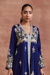 Buy_Sue Mue_Blue Handwoven Monga Tussar Silk Embroidered Hiral Anarkali Set 