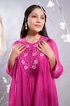 Shop_The White Tree Studio_Fuchsia Anarkali- Chanderi (70% Cotton And 30% Silk) Dilshad & Palazzo Set _Online_at_Aza_Fashions