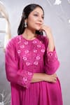 The White Tree Studio_Fuchsia Anarkali- Chanderi (70% Cotton And 30% Silk) Dilshad & Palazzo Set _at_Aza_Fashions