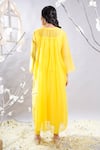Shop_The White Tree Studio_Yellow Kurta- Chanderi (70% Cotton And 30% Silk) Ravina & Leggings Set_at_Aza_Fashions