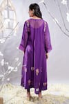 Shop_The White Tree Studio_Purple Chanderi, , Satin, Mehrang Floral Kurta And Leggings Set _at_Aza_Fashions